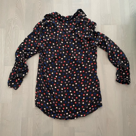 Splendid Super Soft Polka Dot Half Button Henley Style Blouse - Picture 7 of 7